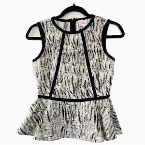 Parker Zebra Print Peplum Sleeveless Top Size XS